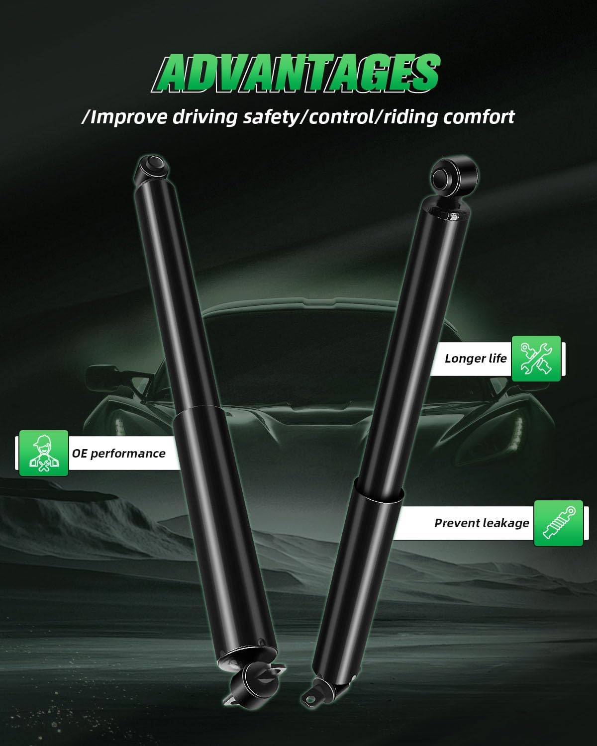 SCITOO - Rear Shock Absorber for Chevy Fits 1996 1998 2000-2002 2007-2011 for Chevy Express 2500/3500,94 96 98 for Chevy K1500 Suburban,97 99 03-11 for GMC Savana 3500 Shocks 344262 Struts - 2Pc Set