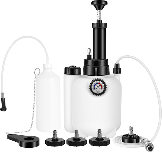 3L Brake Bleed Kit Manual Brake Bleed Fluid Pump One Person Brake Bleed Vacuum Pump Kit with 1L Brake Fluid Bleed Bottle and 4 Master Cylinder Adapters