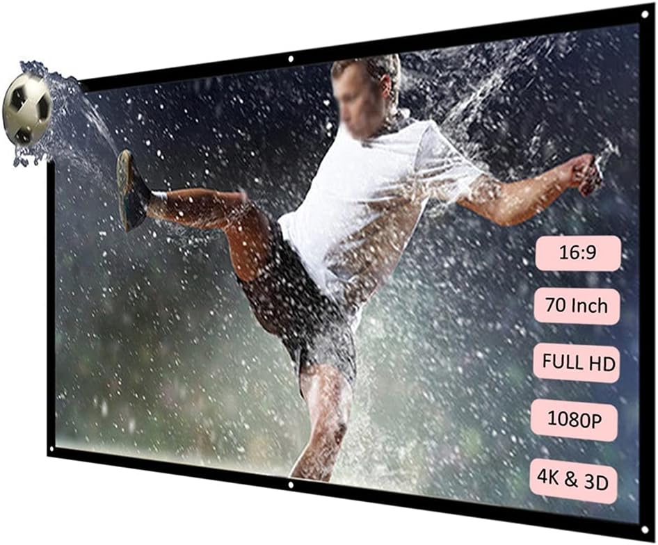 70'' Portable Projector Screen 16:9 White Dacron 70" Diagonal Projection Screen Foldable Home Theater for Wall Projection