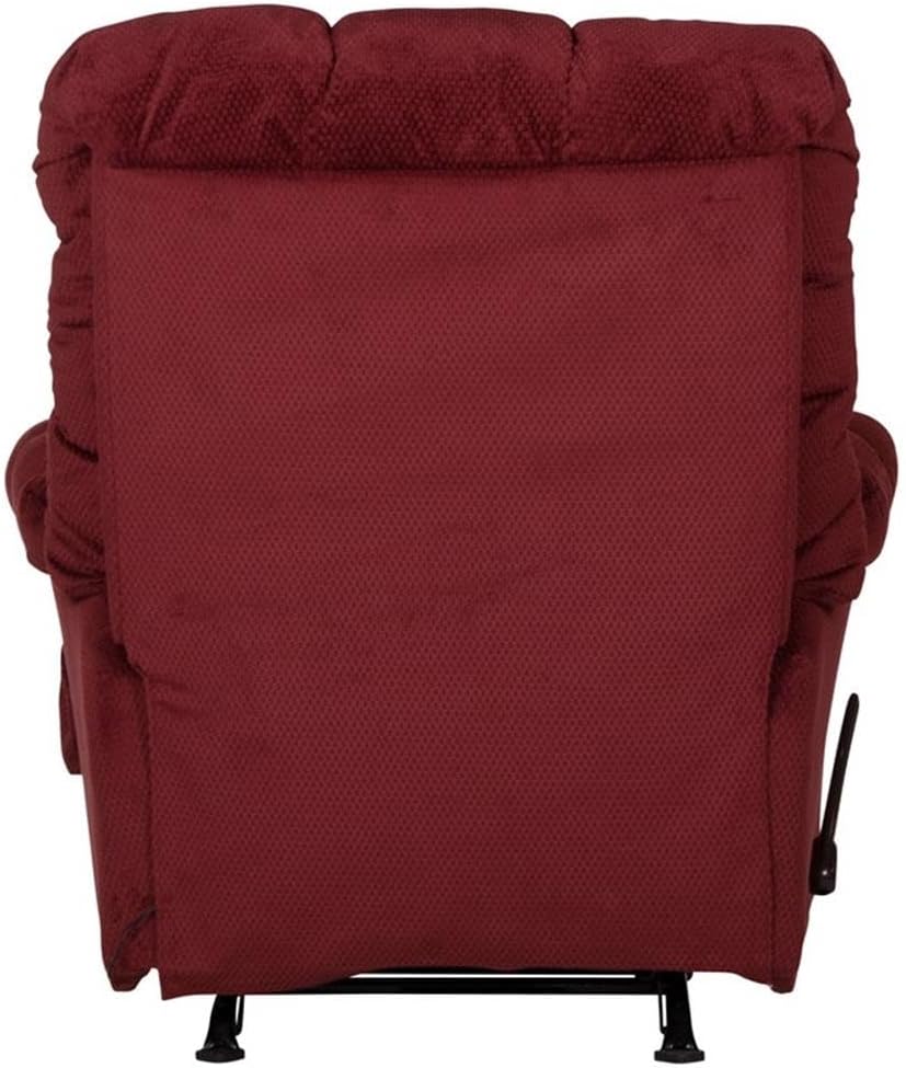 Catnapper Batts Chaise Rocker Recliner with Deluxe Heat & Massage in Red Polyester Fabric