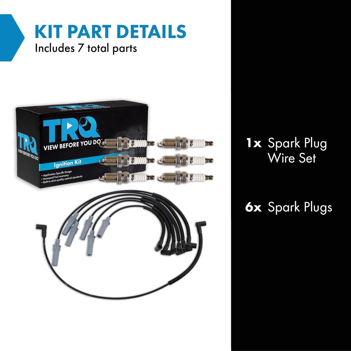 TRQ Ignition Kit Spark Plugs Wire Set Compatible with 1997-1998 Dodge B1500 1997 B2500 1997-2003 Dakota 1998-1999 Durango 1997-2001 Ram 1500 1999-2003 Ram 1500 Van 2001 Ram 2500 Van