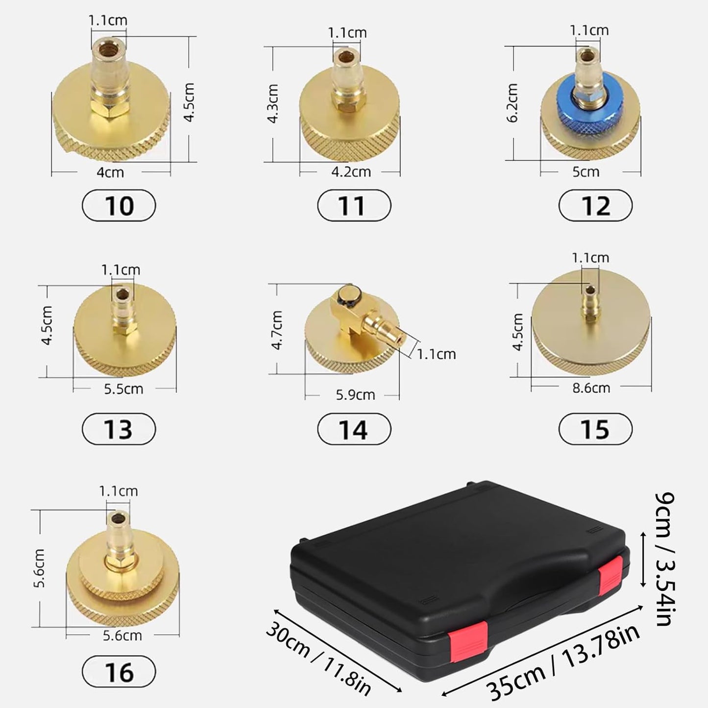 17 Pcs Master Cylinder Bleeder Kit， Brake Fluid Bleeder Adapter Kit，Aluminum Material，Brake Pressure Bleeding Set with Quick Connector， for Most Vehicles