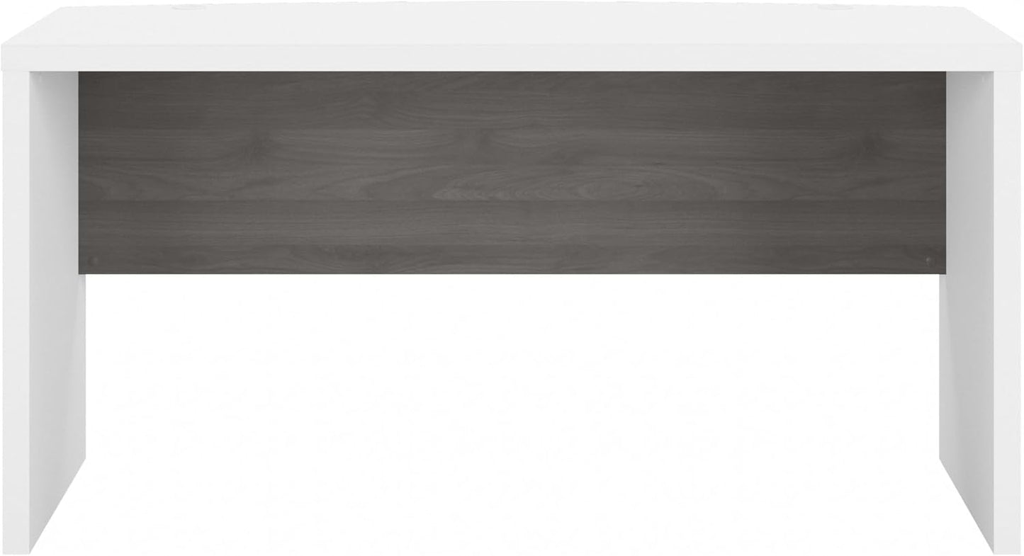 Bush Furniture Bow Front Desk with Wire Management | Echo Collection Office Computer Table for Home Office with Quick-to-Assemble Hardware | 60Wx28Lx30H