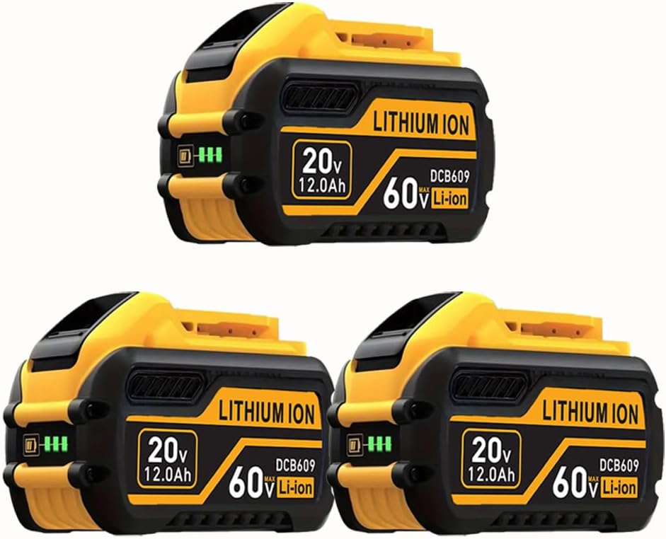 3Pack 12.0AH DCB609 60V/20V Replace for DEWALT Battery Compatible with De-Walt 20V/60V Power Tools for De-Walt 20V/60V 12.0AH Battery DCB609 DCB606 DCB612