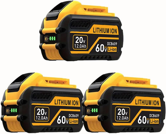 3Pack 12.0AH DCB609 60V/20V Replace for DEWALT Battery Compatible with De-Walt 20V/60V Power Tools for De-Walt 20V/60V 12.0AH Battery DCB609 DCB606 DCB612