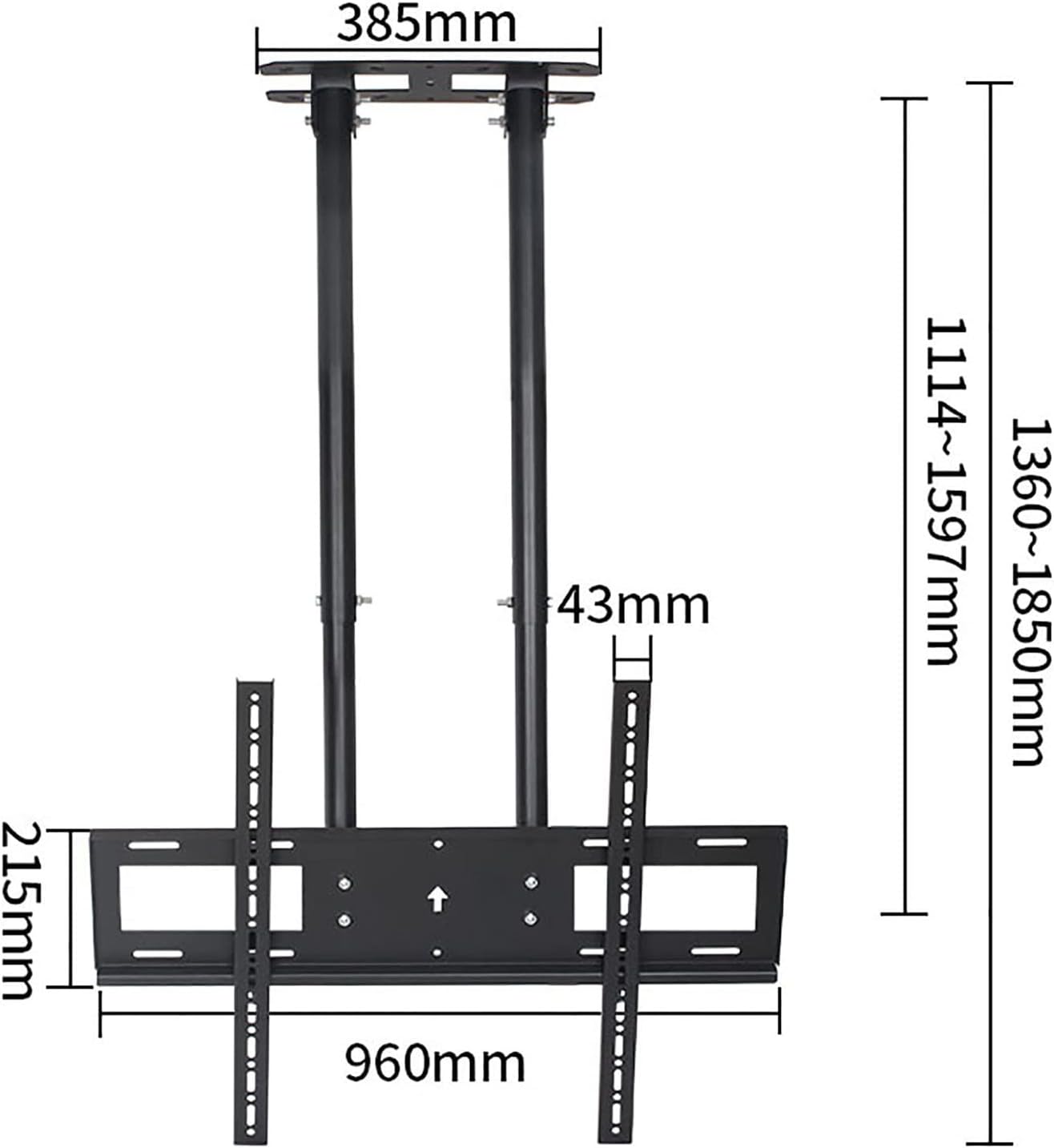 Ceiling Tv Mount Bracket, Double Rod Support Telescopic Height Adjustment Tv Stand for 60-100 Inch Tvs,11.6m