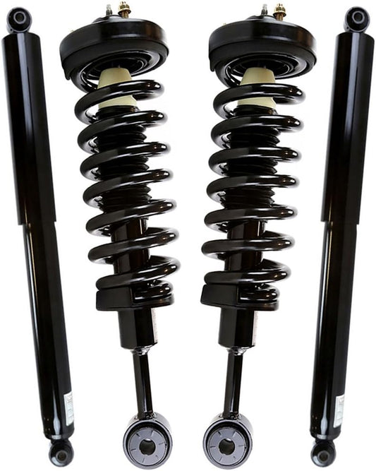 AutoShack Front Complete Strut & Coil Spring Assembly with Rear Shock Absorbers Set for Lincoln Mark LT 2004-2008 Ford F-150 V8 4WD | Full-vehicle Suspension System Replacement Kit CSS119-264PR