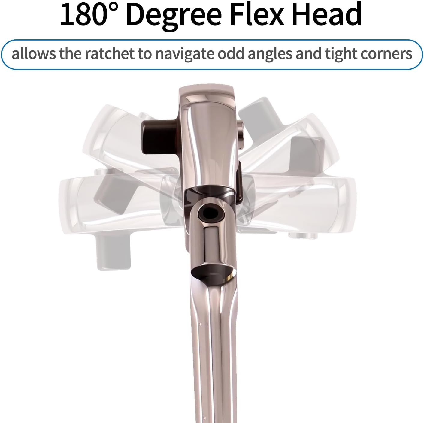 10 Piece Flex Head Ratchet Set, 1/4", 3/8" and 1/2" Drive Swivel Head Ratchet Wrench with Extension Bar and 4pc Adapter, 72-Tooth Flexible Wrench Handle with Quick-Release Reversible Design