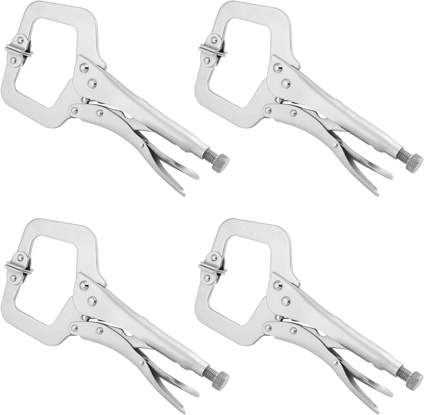 4 Pack 18 Inch C Clamp Locking Pliers,Locking C Clamp, Adjustable Nickel Plated C Pliers For Wood Working, Welding, Electrician Maintenance and more, by GENHAKON