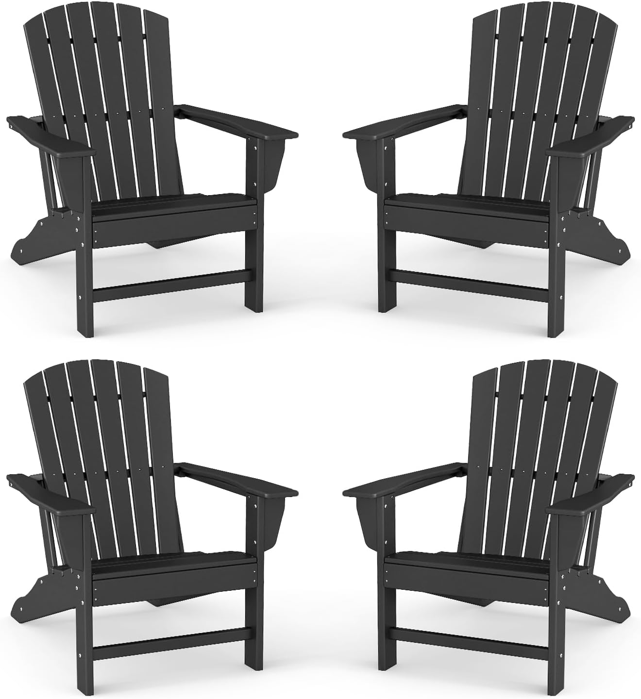 BRIOPAWS Adirondack-Chairs-Set of 4 | Fire Pit Chair | Oversized | HDPE Plastic | Weather Resistant | for Deck Outdoor Poolside Campfire | Blue