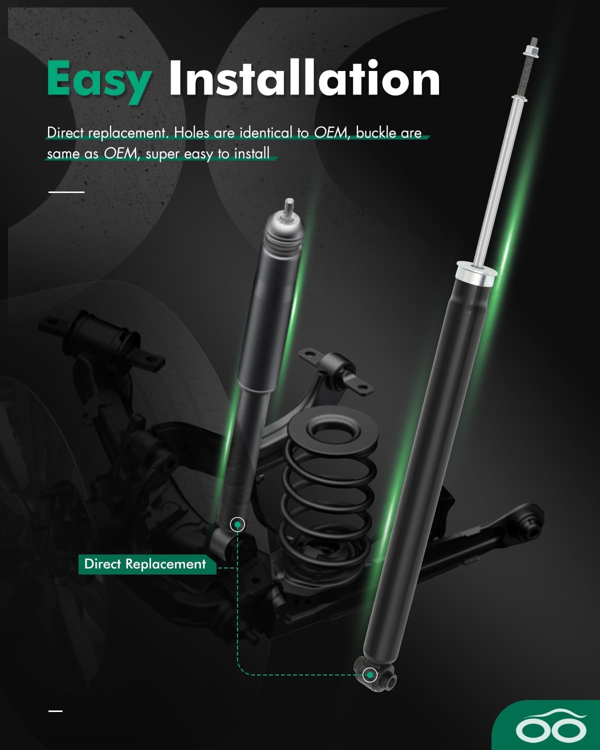 SCITOO - Rear Shock Absorber for Kia Fits 2006-2011 for Hyundai Accent,2006-2011 for Kia Rio,2006-2011 for Kia Rio5 Shocks 348002 Struts - 2Pc Set