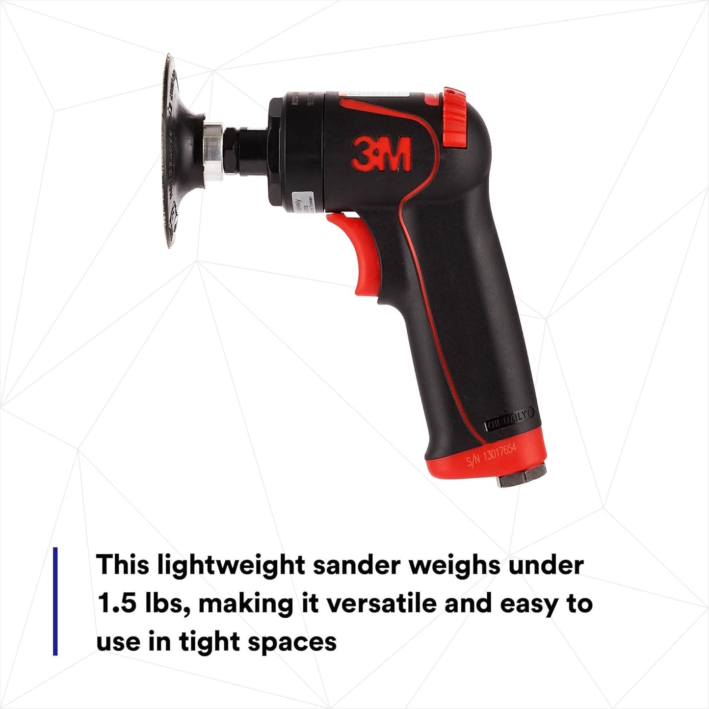 3M Pistol Grip Disc Sander, 33577, 18,000 RPM, 50mm and 75mm, 1 per box, Automotive Tool for Abrasive Disc Grinding, Weld Cleanup, Paint-Stripping