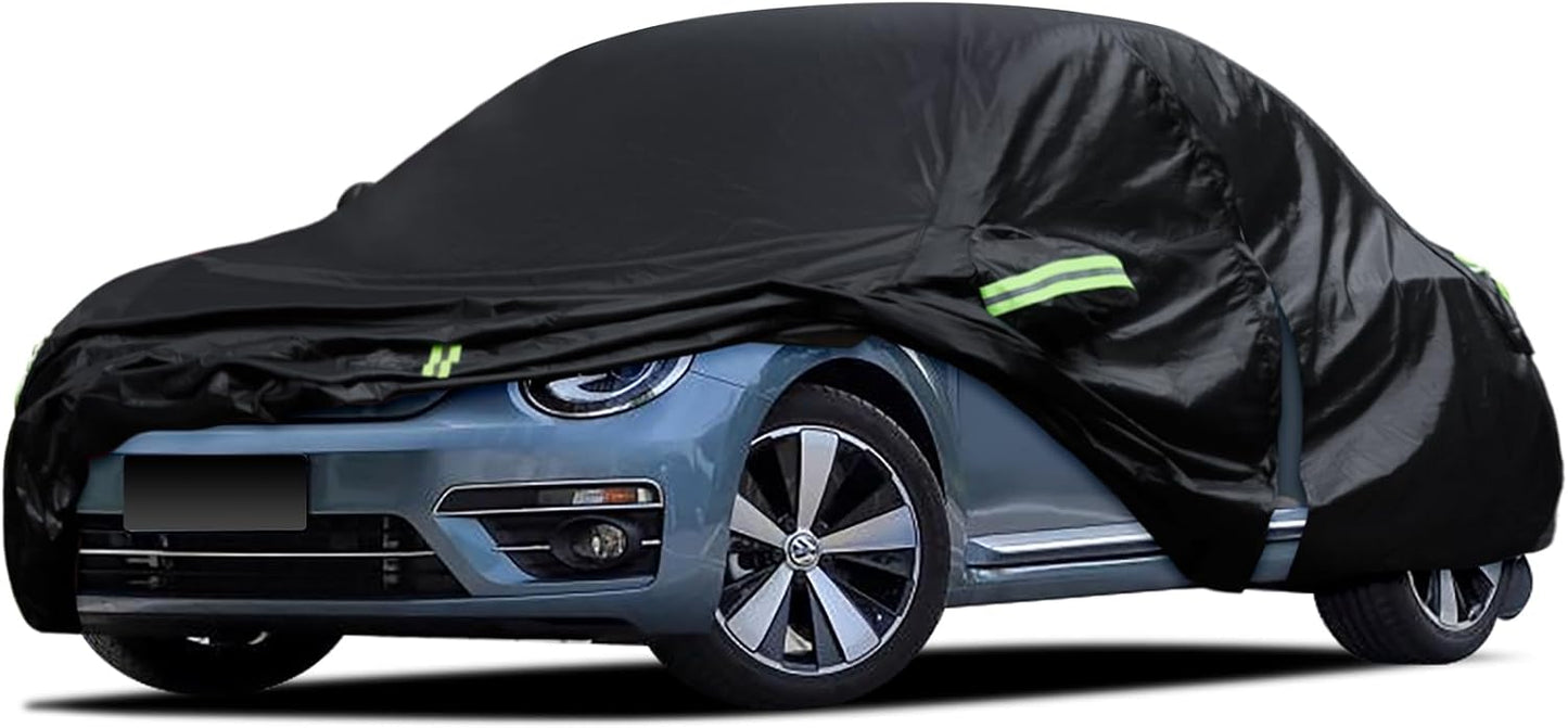 Car Cover Custom Fit for Ford Mustang 1994-2025, for Chevy Camaro 2010-2025, Waterproof All Weather Full Exterior Cover Rain Hail Sun Protector Car Cover with Door Zipper