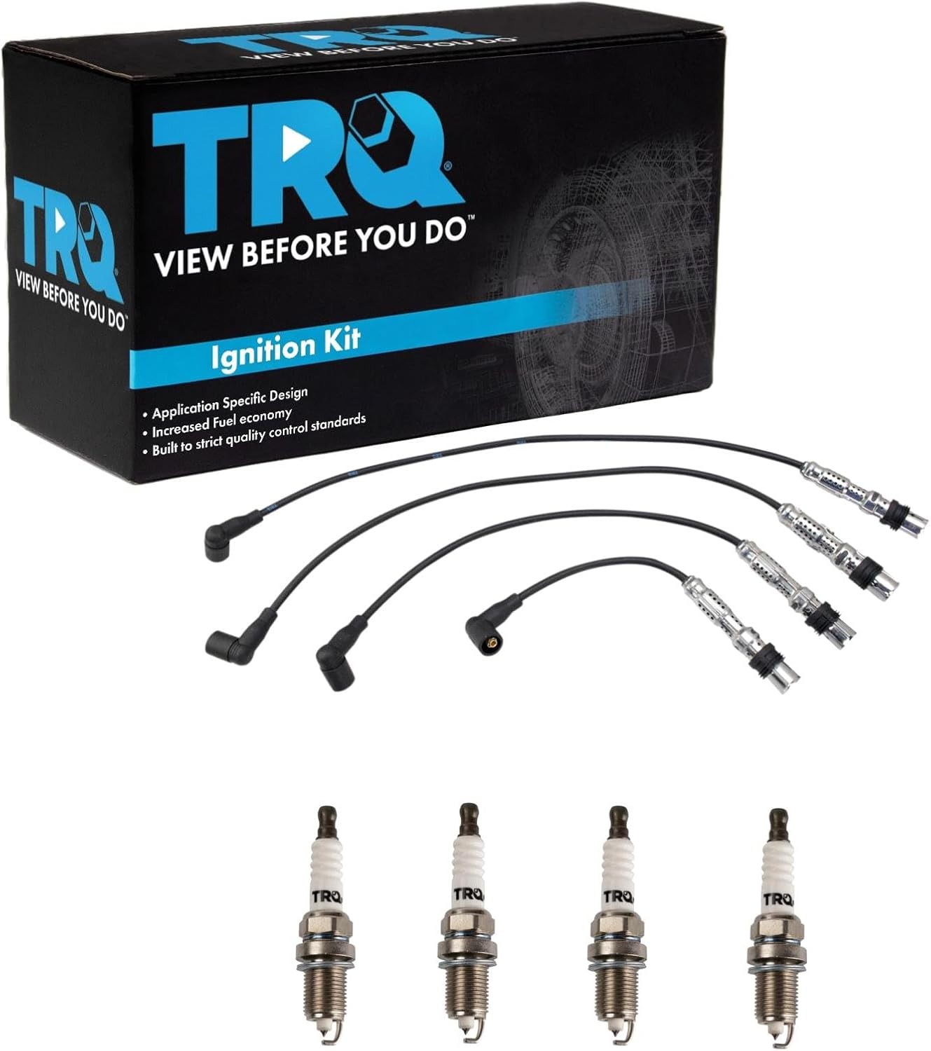 TRQ Ignition Kit Spark Plugs Wire Set Compatible with 2011-2019 Ford Fiesta