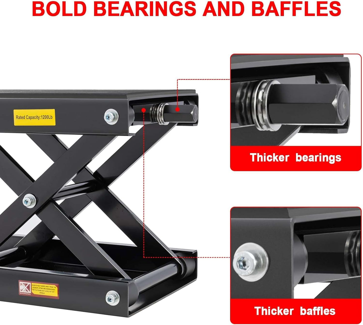 1200 LBS Motorcycle Jack, Motorcycle Lift Stand for Dirt Bike ATV,Scissor Jack with Crank Handle and Breaker Bar