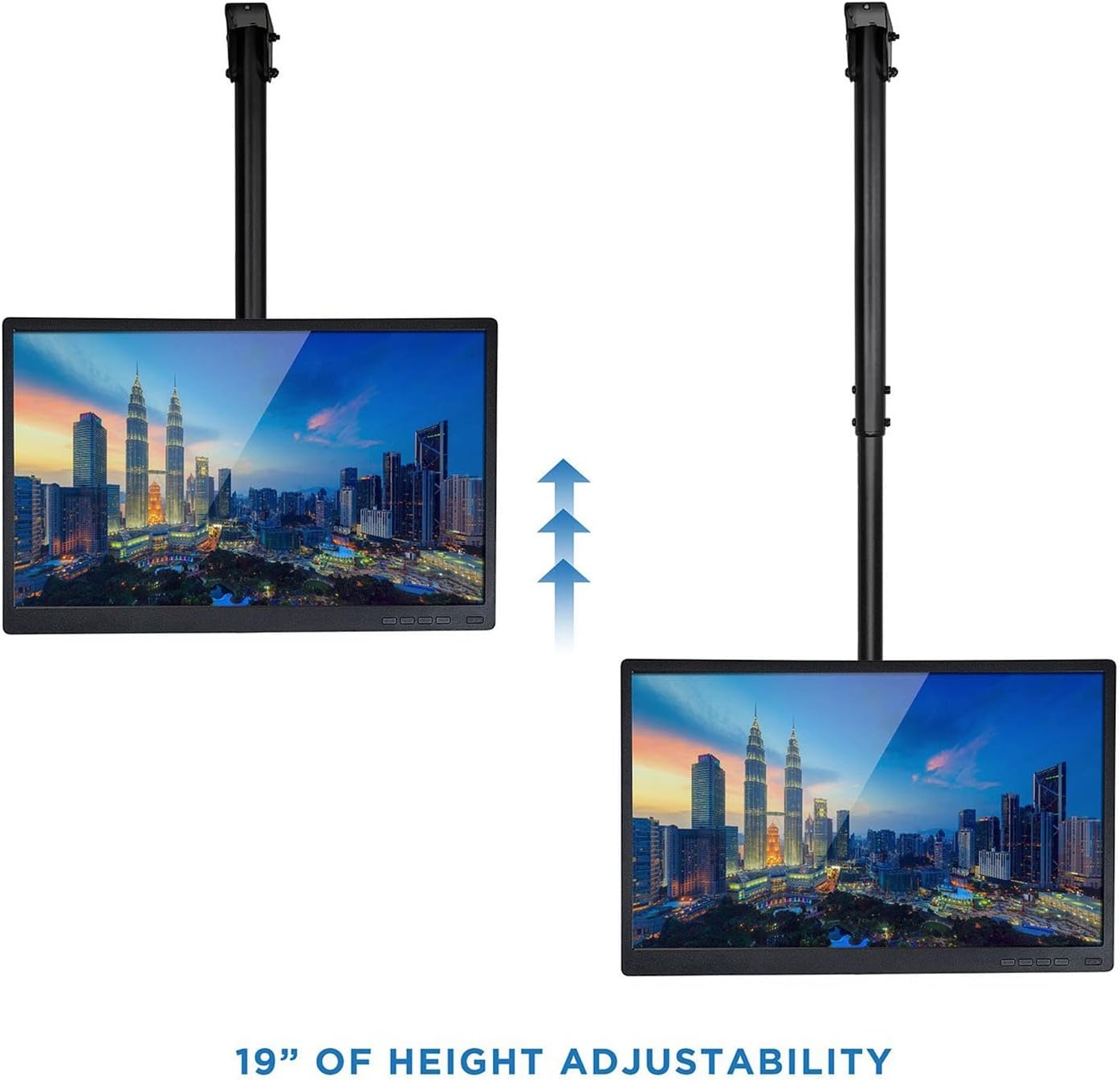 Universal TV Stand, Adjustable Height, Full Motion Rotation Tilting Swiveling, Fits Up to 75 in