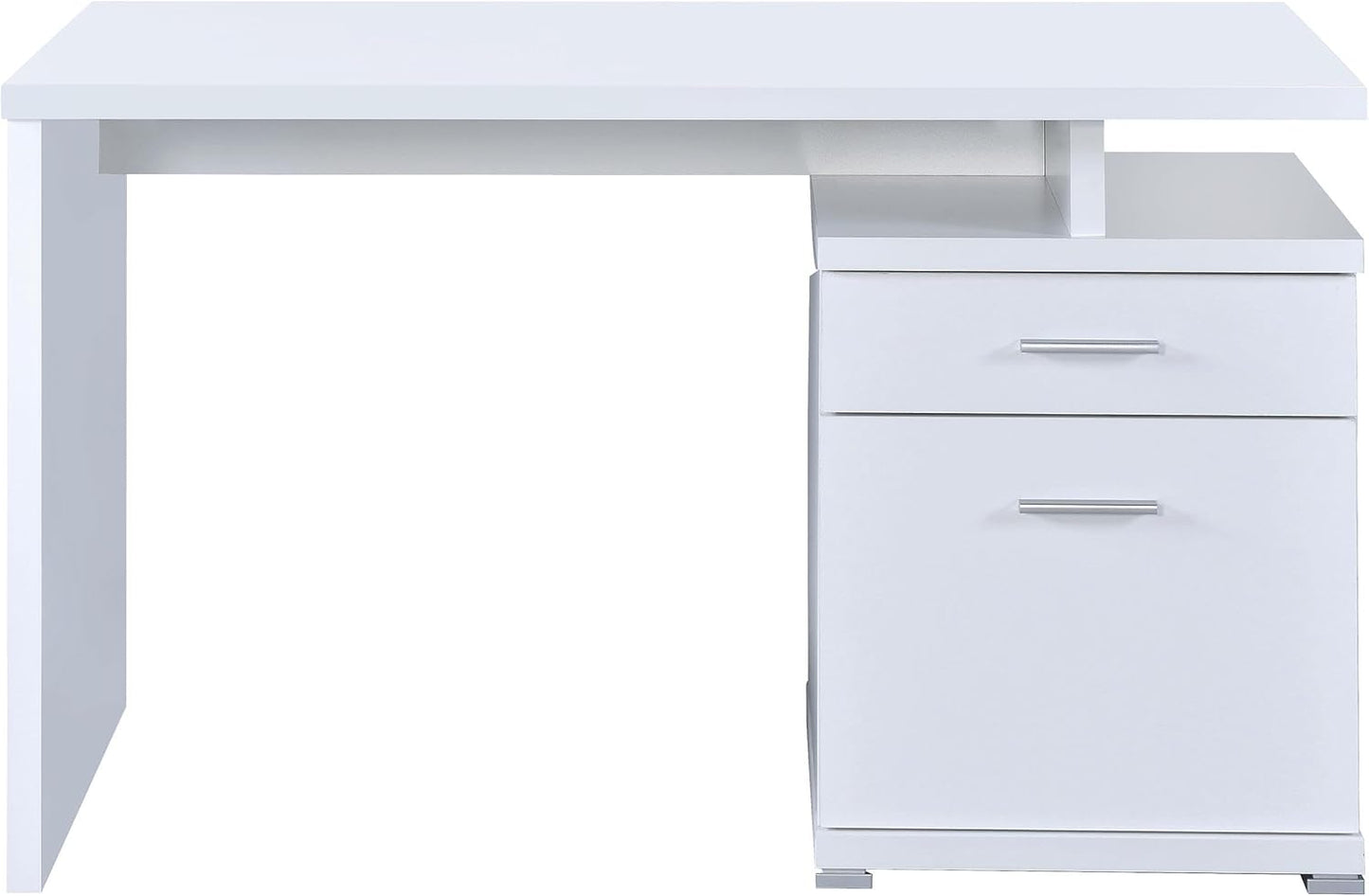 Coaster Home Furnishings - Irving - Engineered Wood - 2-Drawer Computer Desk with File Cabinet, Rectangular Desk with Smooth Top, and Plastic Glides - Home Office - 47-Inch - White - 800110
