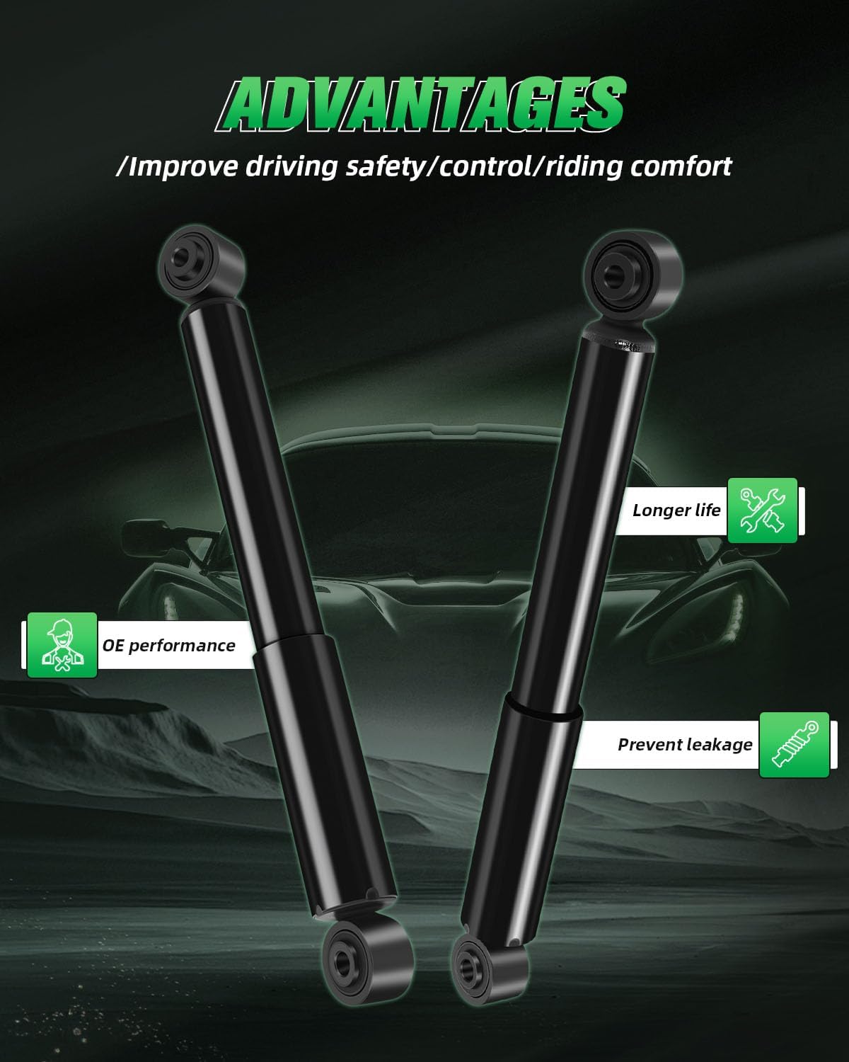 SCITOO - Rear Shock Absorber for Lexus RX350, RX450h & Toyota Highlander (2010-2017), 2Pc Set - 37361 349203