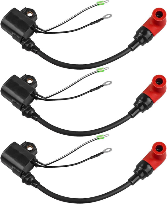 3PCS Ignition Coil Fit for Yamaha 2Stroke 60HP 70HP 75HP 85HP 90HP, Replace 697-85570 697-85570-00-00 6H2-85570-00-00