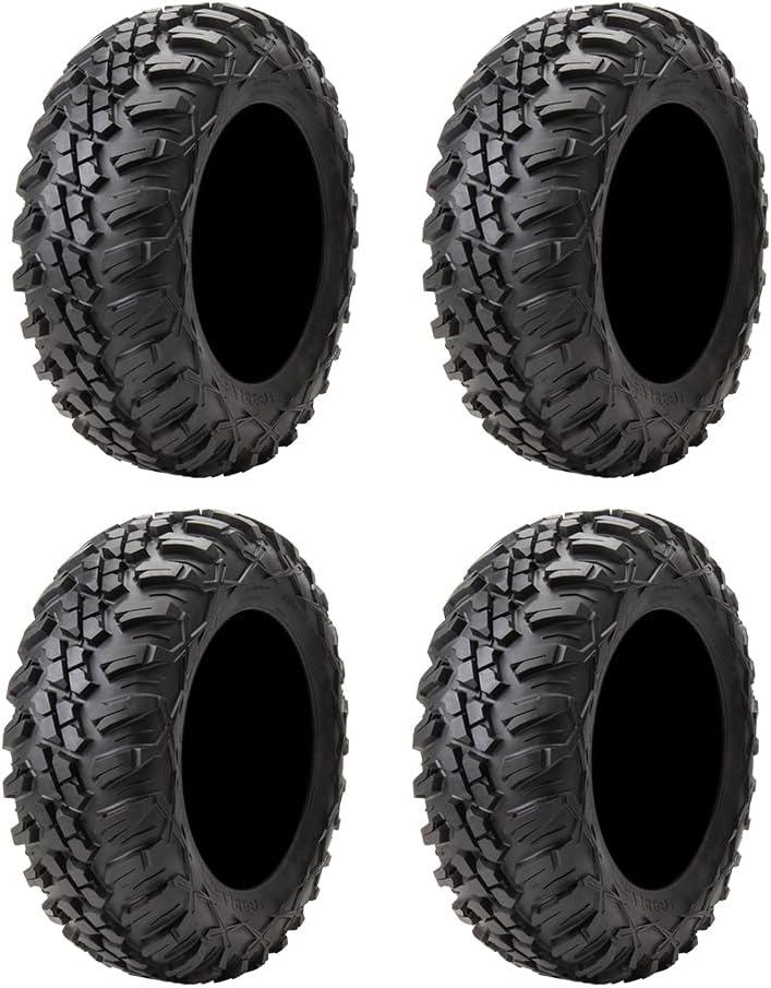 Tusk Terrabite Set of 4 UTV/ATV Tires – 29x9-14 Front & 29x11-14 Rear – 8-Ply Rated Radial Construction, ¾″ Deep Tread, Medium-Hard Terrain, High Load Capacity, Heavy Duty Sidewall Tread Armor