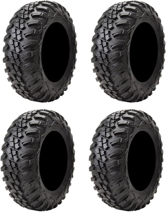 Tusk Terrabite Set of 4 UTV/ATV Tires – 29x9-14 Front & 29x11-14 Rear – 8-Ply Rated Radial Construction, ¾″ Deep Tread, Medium-Hard Terrain, High Load Capacity, Heavy Duty Sidewall Tread Armor