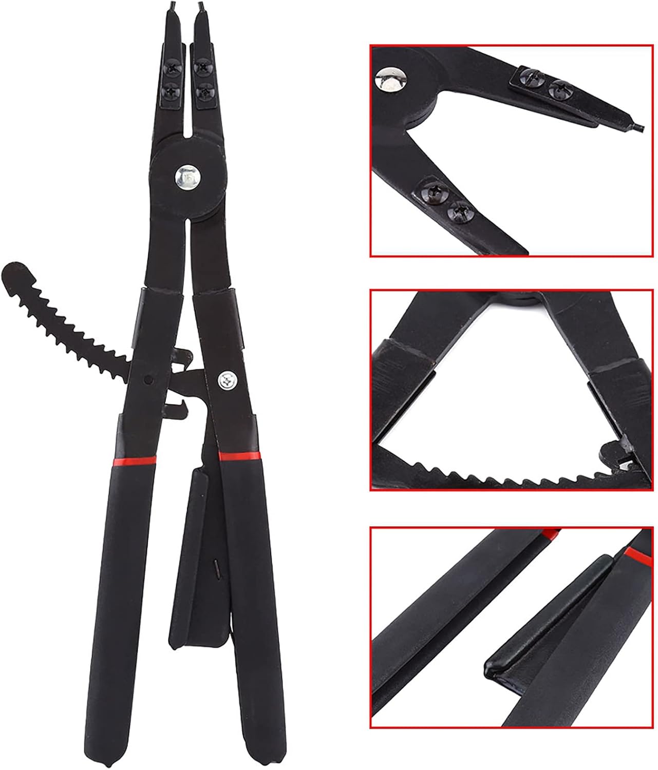 Watris Veiyi 2PCS Heavy Duty Circlip Pliers, 16" Snap Ring Pliers Set, Internal External Snap Ring Pliers, with 0°15°45°90°tips, to install and uninstall the snap rings