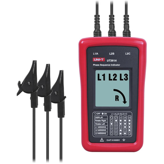 UNI-T 3-Phase Rotation Meter Sequence Tester, AC Phase Sequence Indicator 40V-690V Lack Phase Meter Motor UT261A