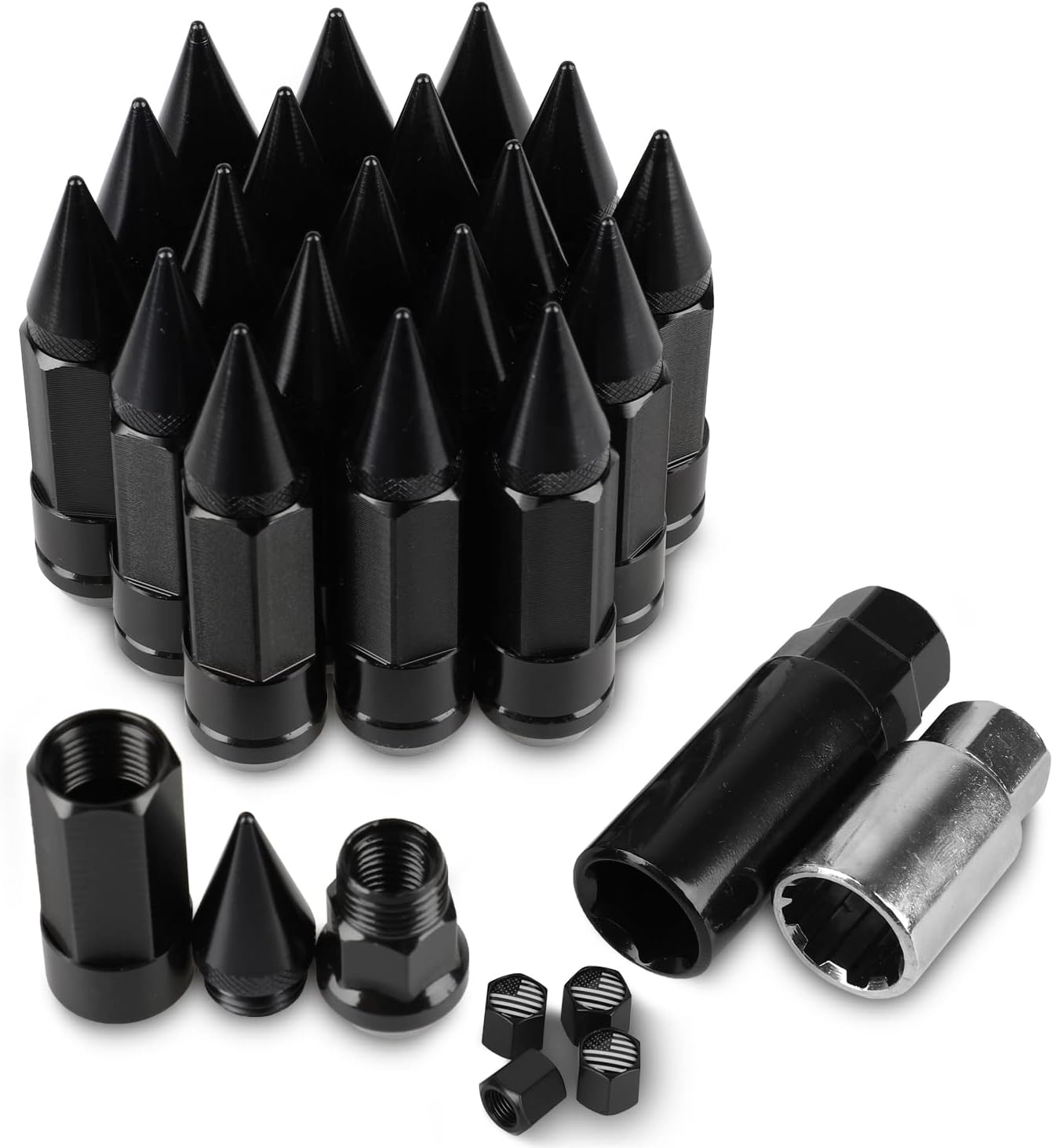20PCS M12x1.5 Anti Theft Wheel Spikes Lug Nut,Replacement for 2006-2019 Fusion,2012-2019 Focus,2001-2019 Escape Aftermarket Wheel(Neo Chrome)