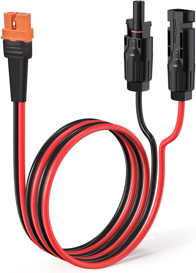10AWG 25FT Solar to XT60i Cable 2 10 25 35 50 75 100FT Solar Connector to XT60i Adapter Cable for Portable Power Station (25FT)