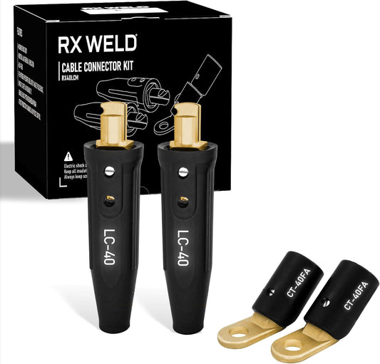 RX WELD 2PCS CT40-FA, 2PCS LC40 Male Cable Connector, for Cable Capacity: 1/0 thru 2/0 (50-70mm²)