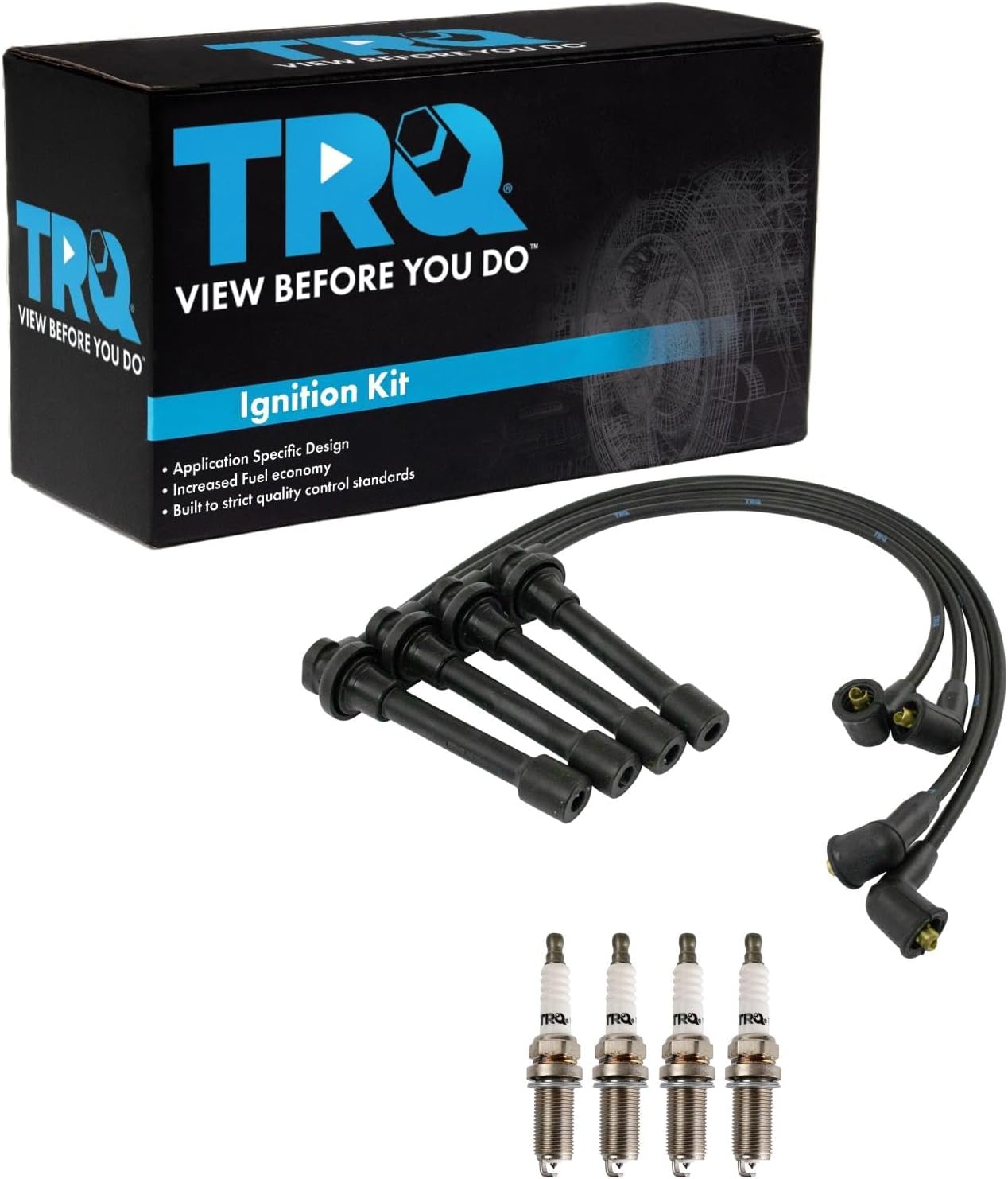 TRQ Ignition Kit Spark Plugs Wire Set Compatible with 2011-2019 Ford Fiesta