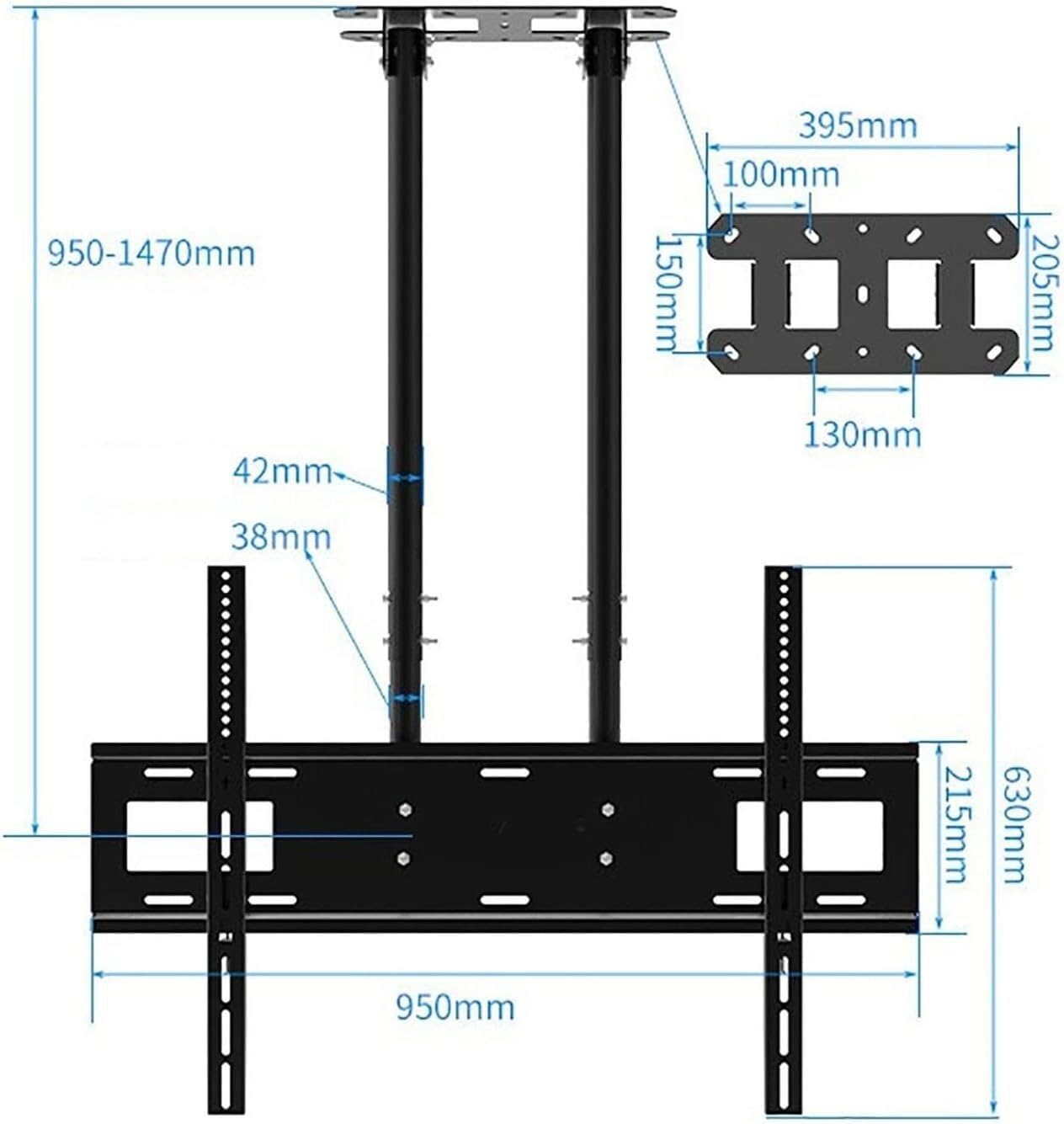 TV Wall Bracket Adjustable Ceiling TV Mount Bracket - TV Wall Mount Bracket, Telescoping Outdoor TV Mount, for 50-110Inch Flat Sn TVs for 26-70 inch TVs