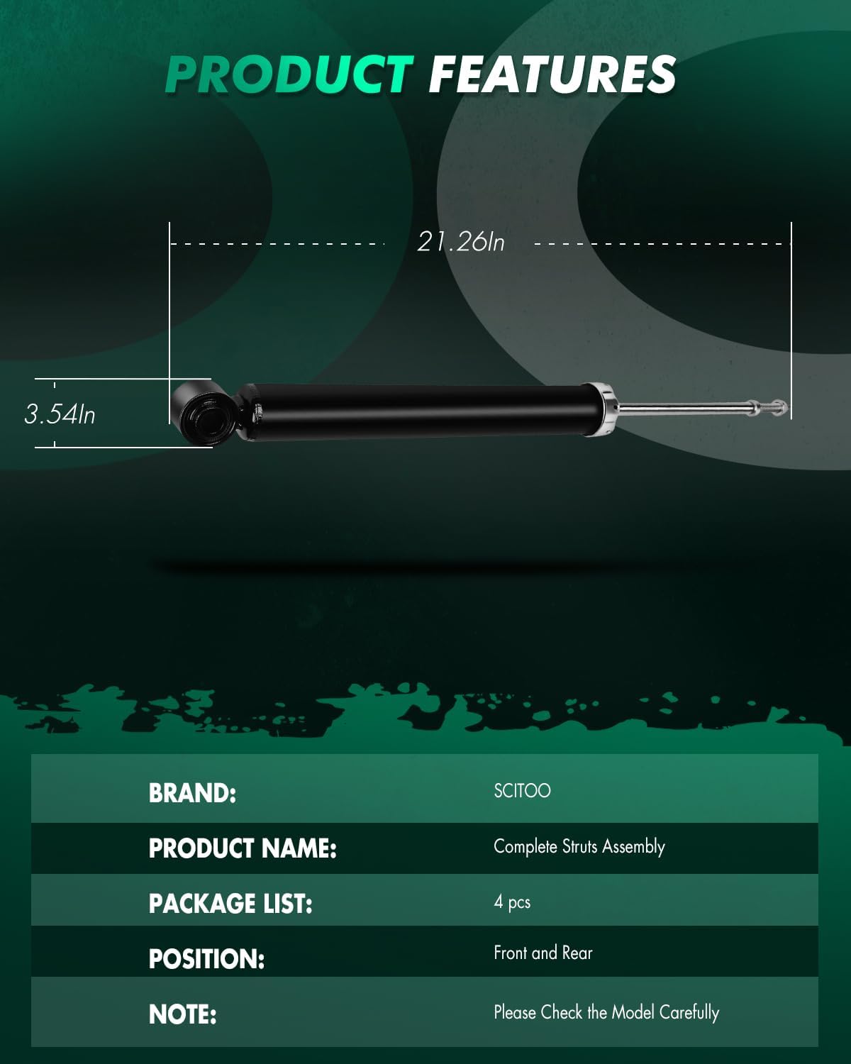SCITOO Quick Complete Struts Assembly Shock Absorber for 2006-2011 for Hyundai Azera,2006-2010 for Hyundai Sonata (Front Rear Pair)