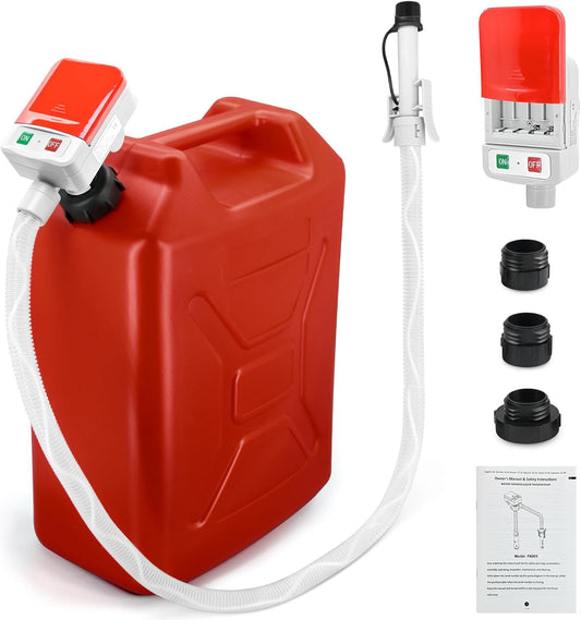 Automatic Gas Can Pump Battery Operated, Auto-Stop Sensor-3.2GPM，51'' Extra Long Hose, Portable Fuel Transfer Pump for Oil, Diesels, Gasoline(Note: Batteries and red oil drum not included)