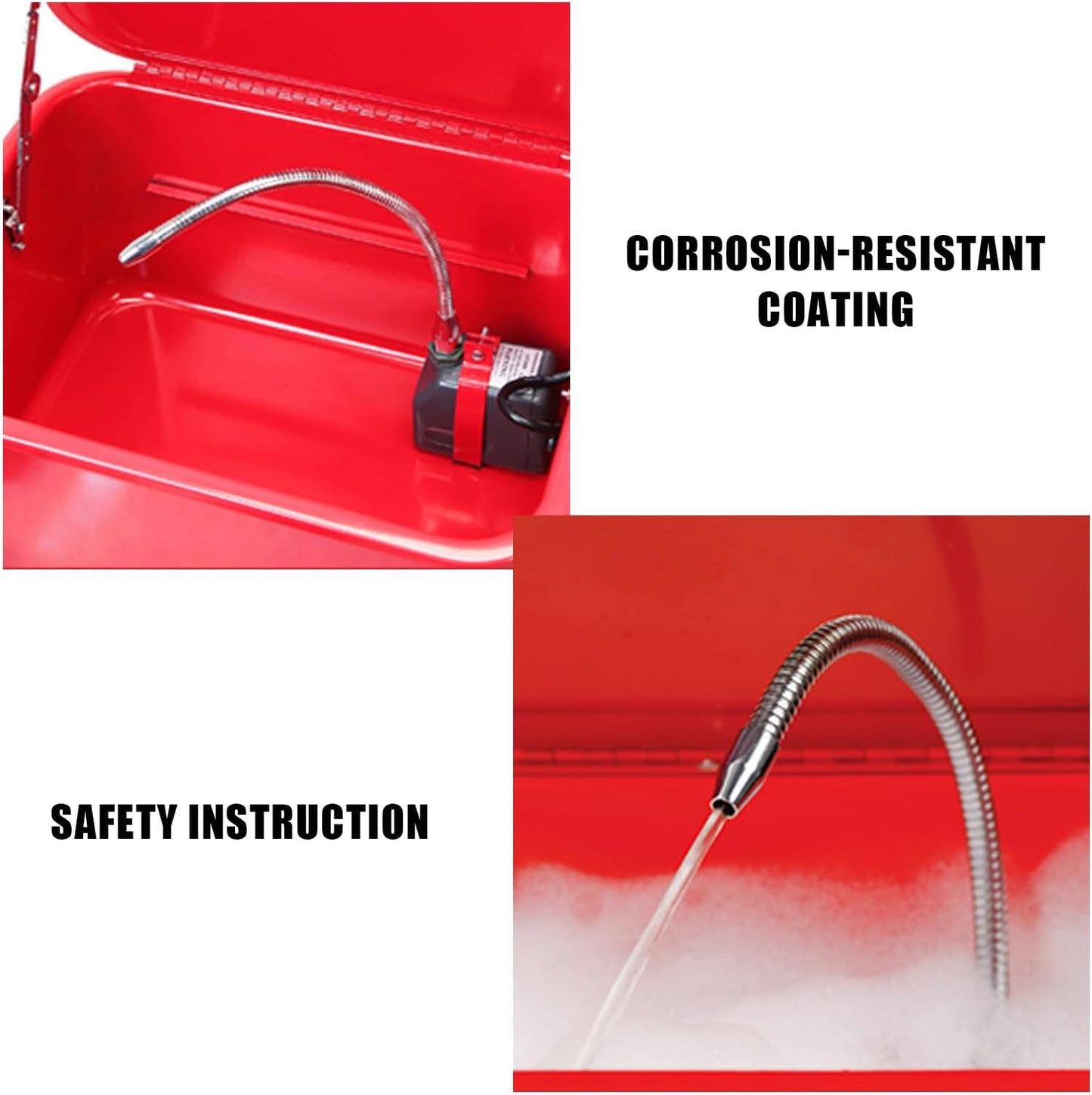 3.5 Gallon Capacity Portable Steel Cabinet Parts Washer with 110V Electric Pump for Wheel Bearings, Gears, and carburetors, Red