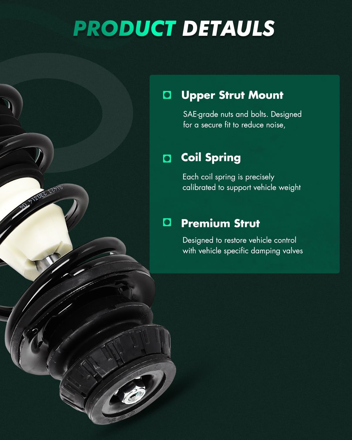 SCITOO Front Complete Struts Spring Assembly Shocks Struts Fits 2012-2019 for Nissan Versa 2014-2019 for Nissan Versa Note Quick Struts 1333584L 1333584R - Set of 2