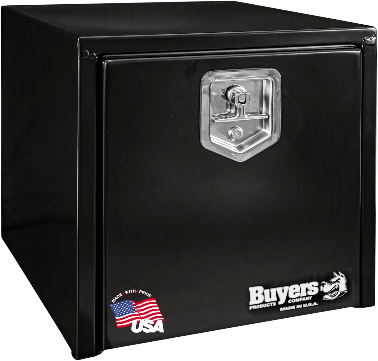 Buyers Products 1702300 Black Steel Underbody Truck Box w/ T-Handle Latch, 18x18x24 Inch, Contractor Toolbox For Organization And Storage, Job Tool Chest