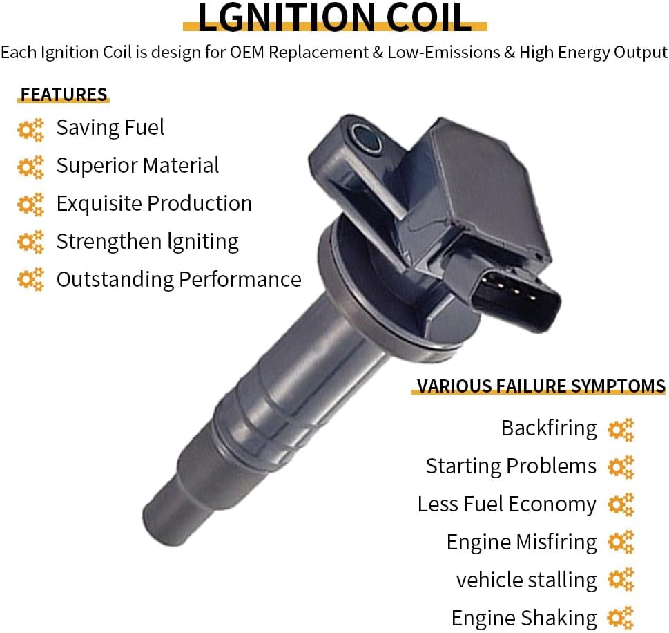 Set of 4 UF247 Ignition Coil & 4503 Iridium Spark Plug Compatible with 2000-2008 Toyota Corolla Chevrolet Prizm Pontiac Vibe Celica MR2 Matrix C1249 9091902239 5C1074 1.8 L4