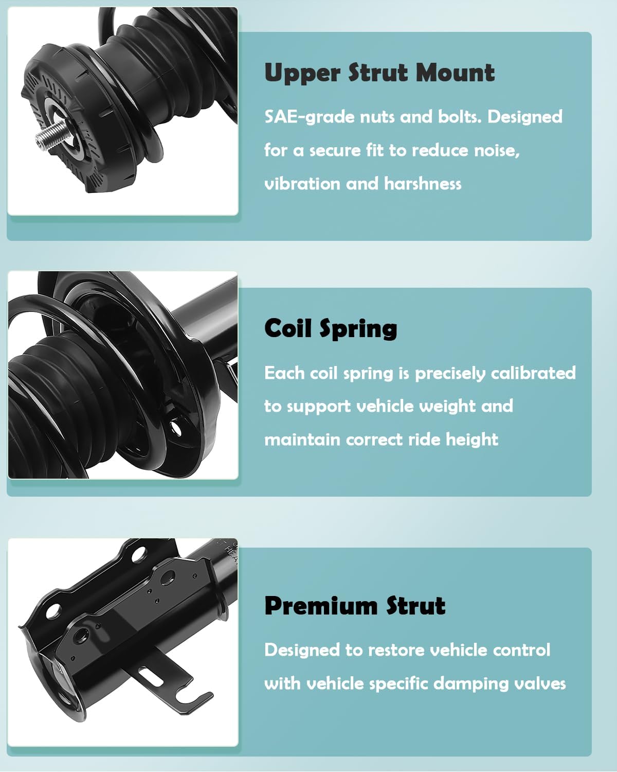 SCITOO Front Shock Absorber Assembly Fit for 2011-2012 for Chevrolet Cruze, Complete Shock and Strut Assembly Kit Fit for 272626 272627 372663 372664 2PCS