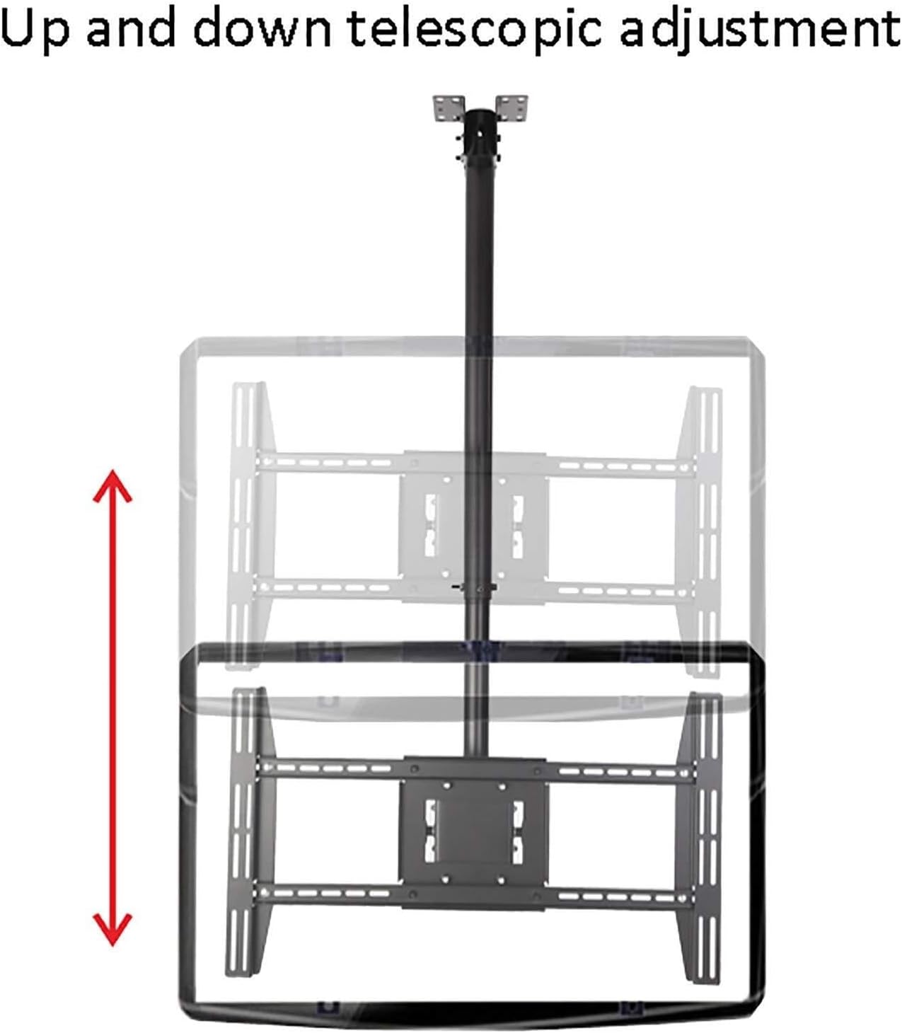 Universal Ceiling TV Mount Bracket, Adjustable Full Motion TV Stand for 43-80 Inch TVs, Tilt & Swivel, Height Adjustable, Supports 80kg, 1.6m(2.6m)