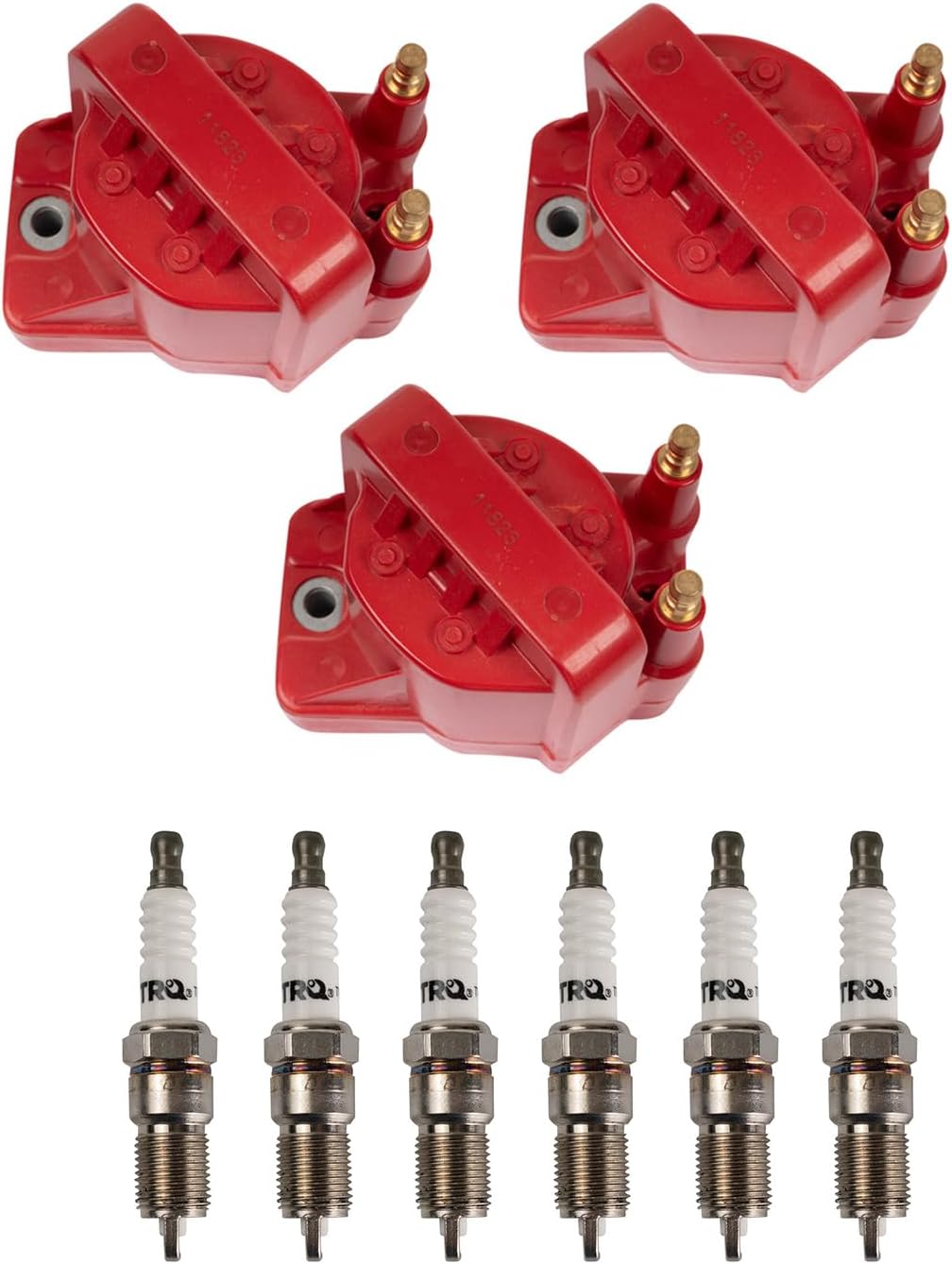 TRQ Ignition Kit Ignition Coil Spark Plugs Compatible with 92-01 Ford 91-97 Lincoln Mercury