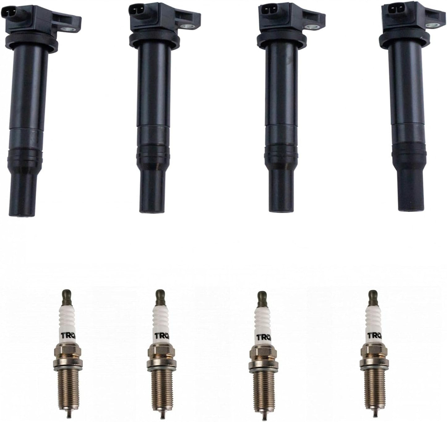 TRQ Ignition Kit Ignition Coil Set Spark Plugs Compatible with 2007-2011 Hyundai Accent 2009-2011 Kia Rio Rio5