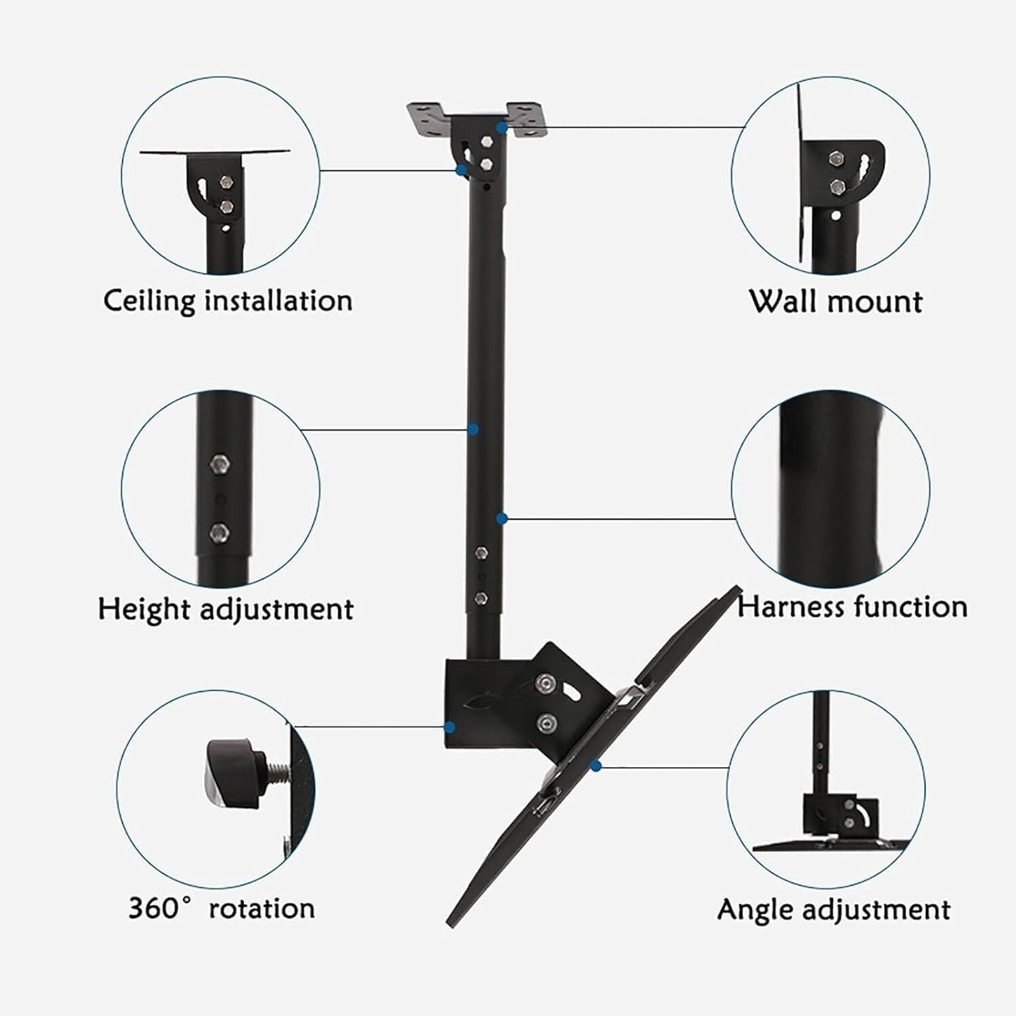 TV Mount Stands TV Wall Mount Ceiling TV Mount Bracket,Full Motion 360 Deg Rotation Tilt Swivel TV Mount,Can 90° Flip Down,65,155cm