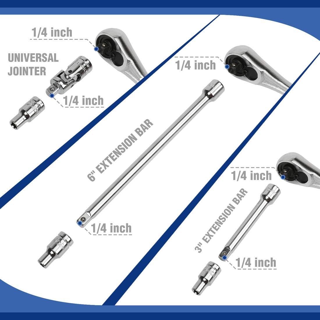 WORKPRO 70-Piece 1/4" Drive Socket Set with Quick-Release Ratchet, Metric and SAE for Auto Repairing & Household, W003068A