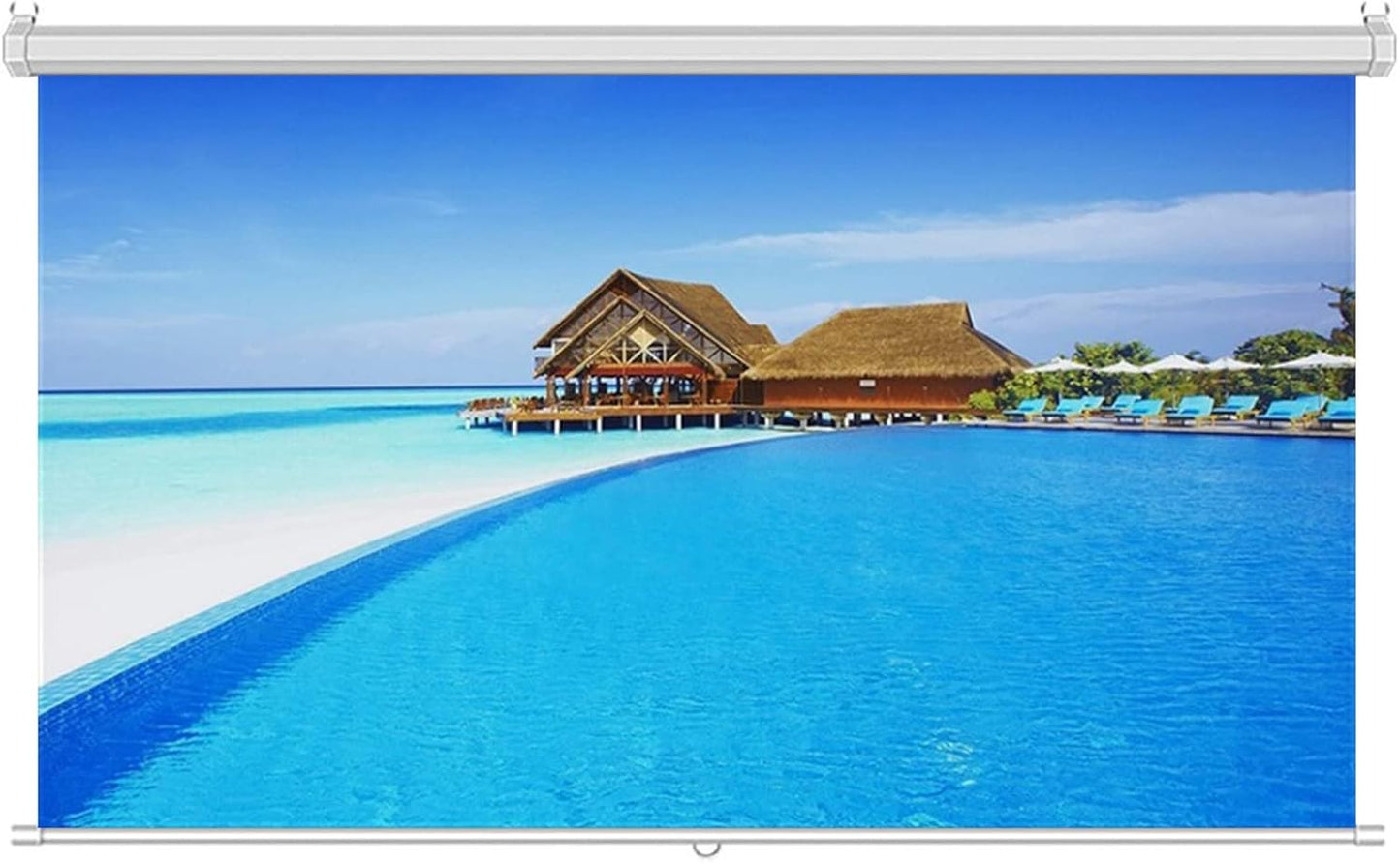 Ceiling Wall Mounted Retractable Projector Screen, 4:3/16:9 HD Manual Pull Down Wrinkle-Free Projection Screen, for Home Theater Conference Movie Presentation (84inch 16:9