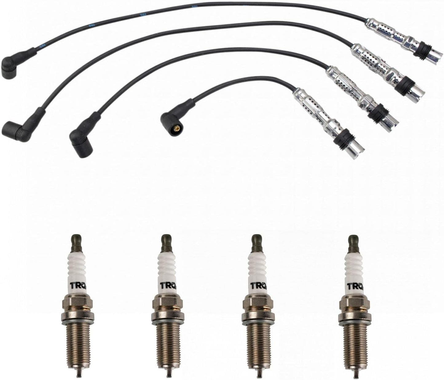 TRQ Ignition Kit Spark Plugs Wire Set Compatible with 2011-2019 Ford Fiesta