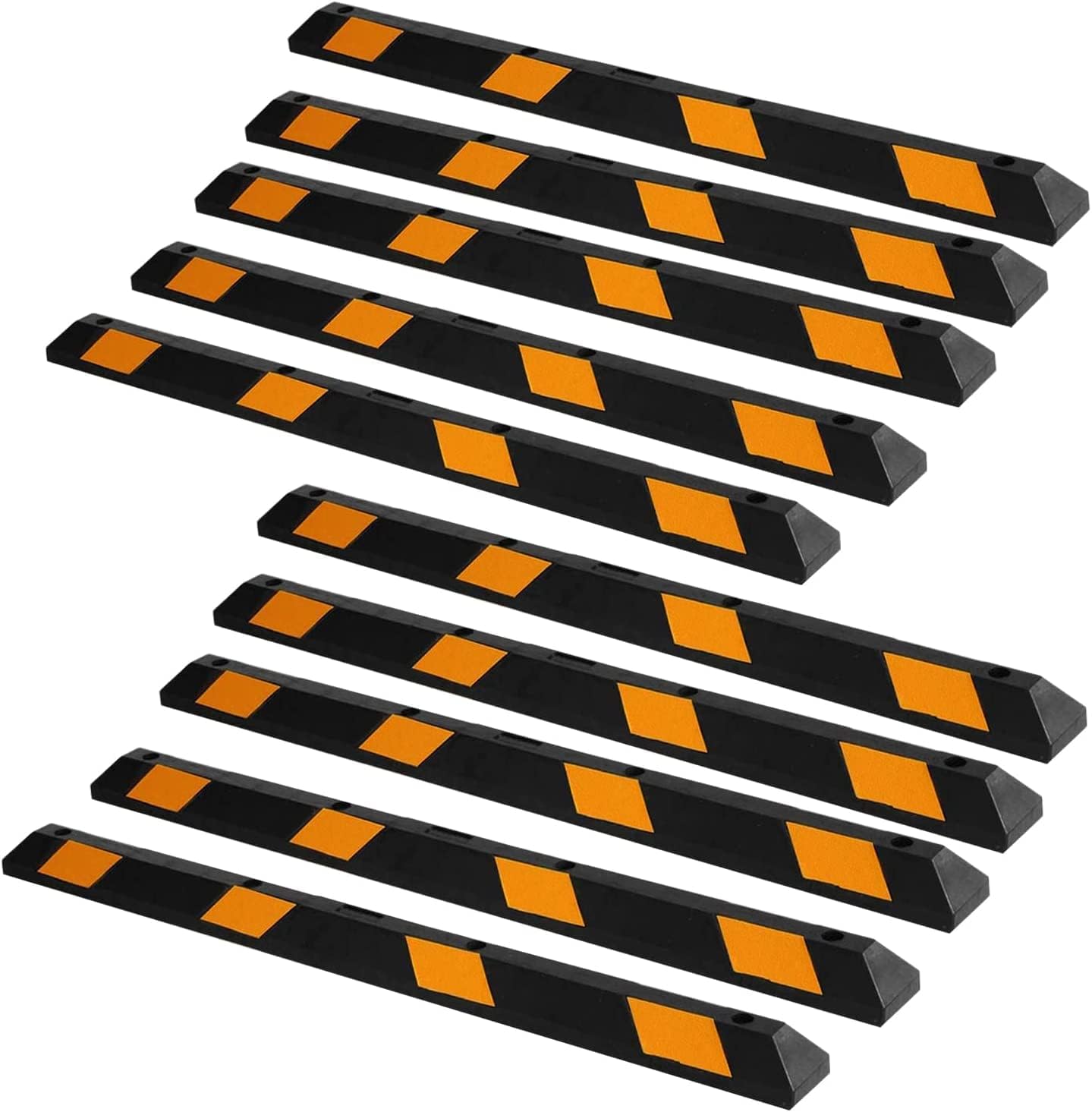 ZONETECH Large Heavy Duty Rubber Parking Curb – 72” Premium Quality Auto Garage Wheel Stopper Professional Grade w/Yellow Reflective Tape for Car, Truck, Trailer and RV (1-Pack)