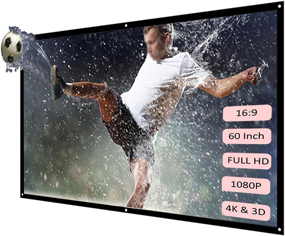 16:9 Full Projector Screen Home Cinema 60/72/100/150 Inch Indoor Outdoor Foldable Video Projection Screen Projector (Size : 72 inch) ()