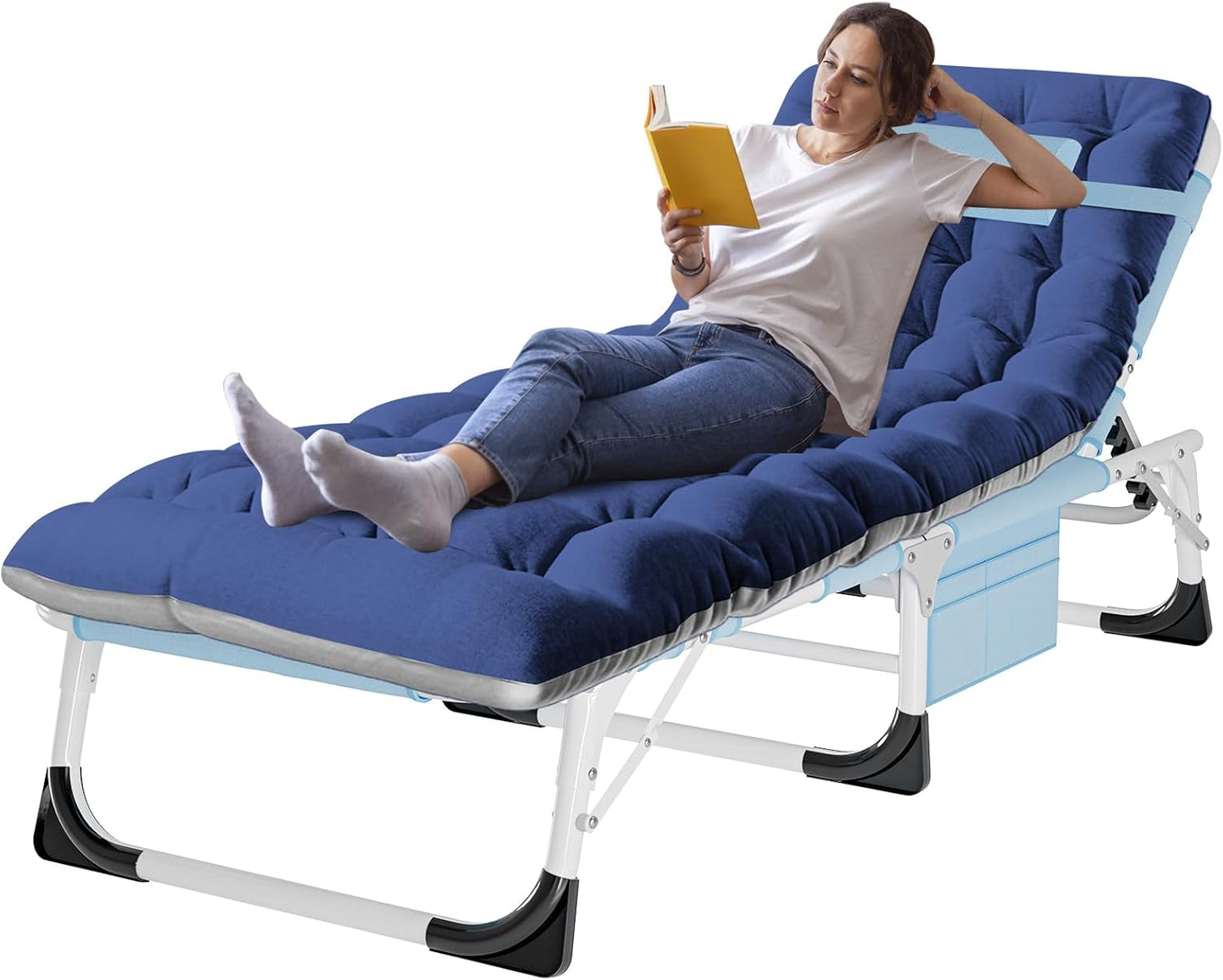 ABORON Chaise Lounge Chair,5 Positions Padded Outdoor Tanning Chair,Heavy Duty Portable Lounge Chair for Outdoor Sunbathing Patio Pool Lawn Deck Poolside,Support up to 440 Lbs