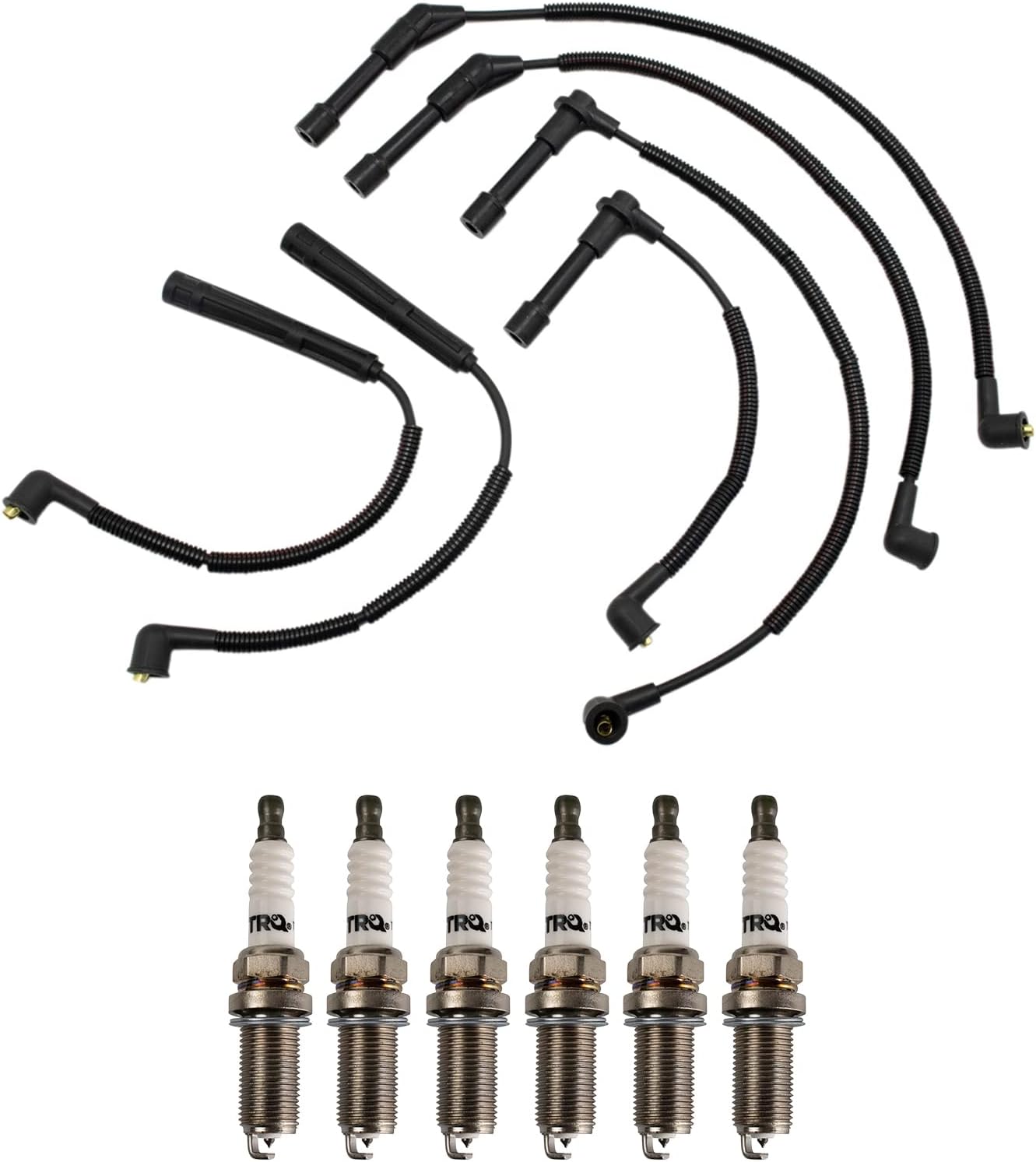 TRQ Ignition Kit Spark Plugs Wire Set Compatible with 2011-2019 Ford Fiesta